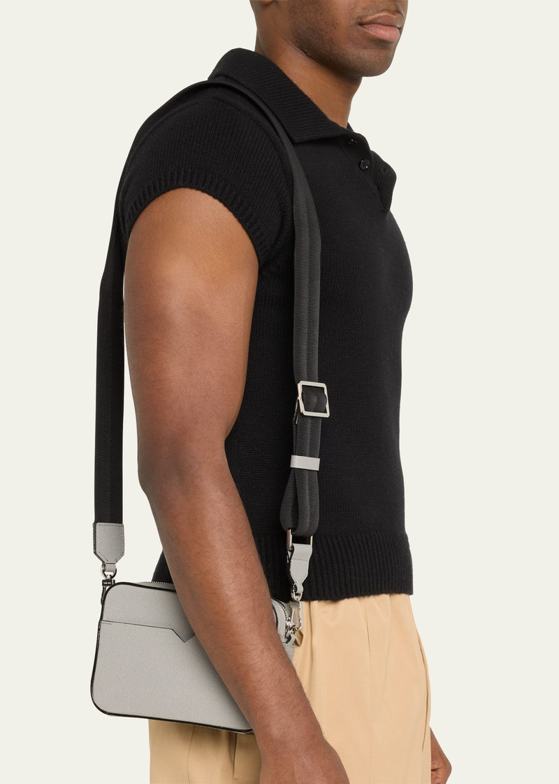 Valextra Men's Reporter Calfskin Crossbody Bag outlook