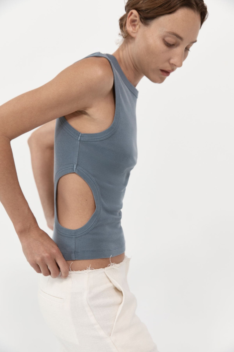 Organic Cotton Cut Out Tank - Diesel Grey 4