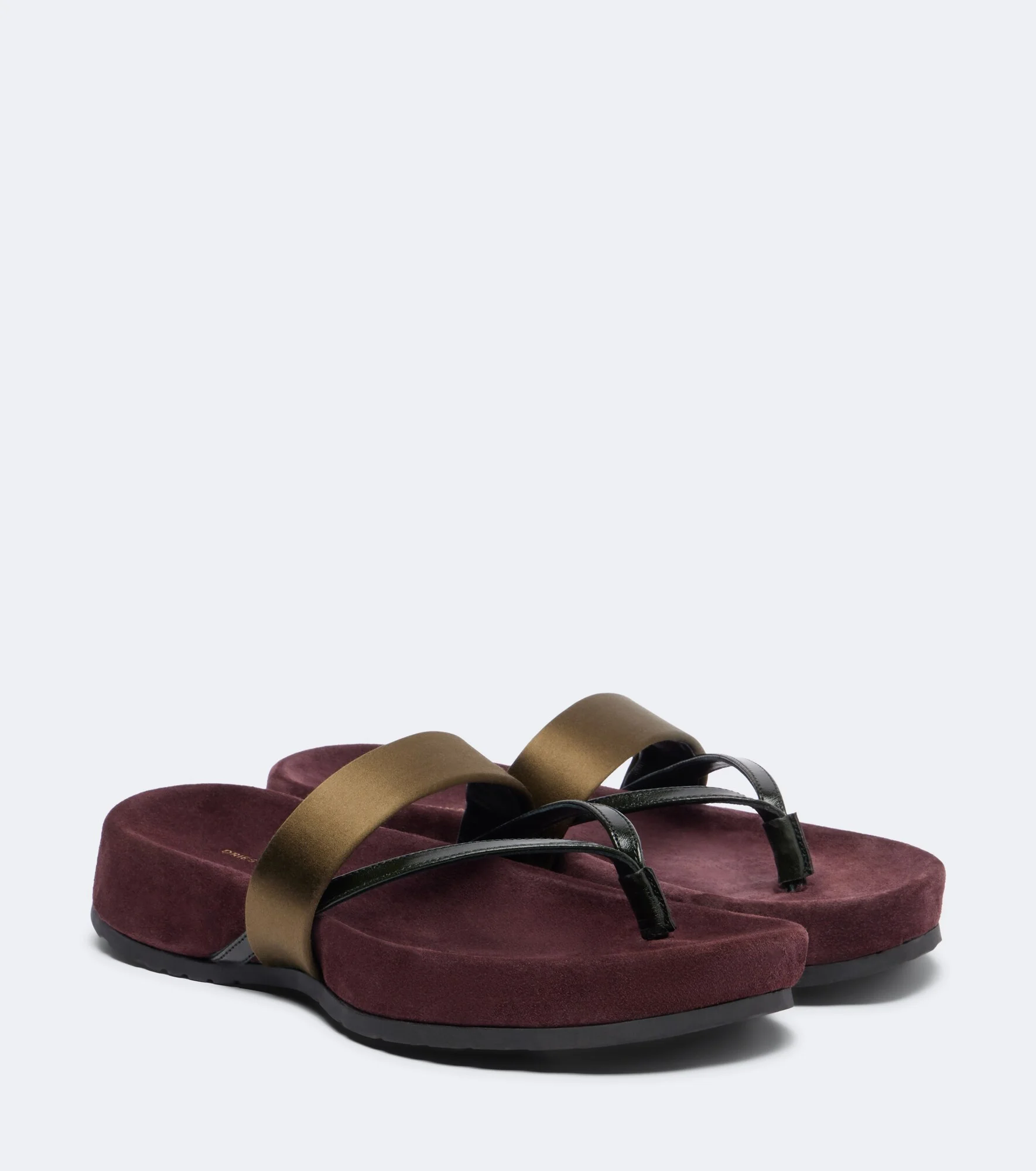 Satin and leather thong sandals - 1