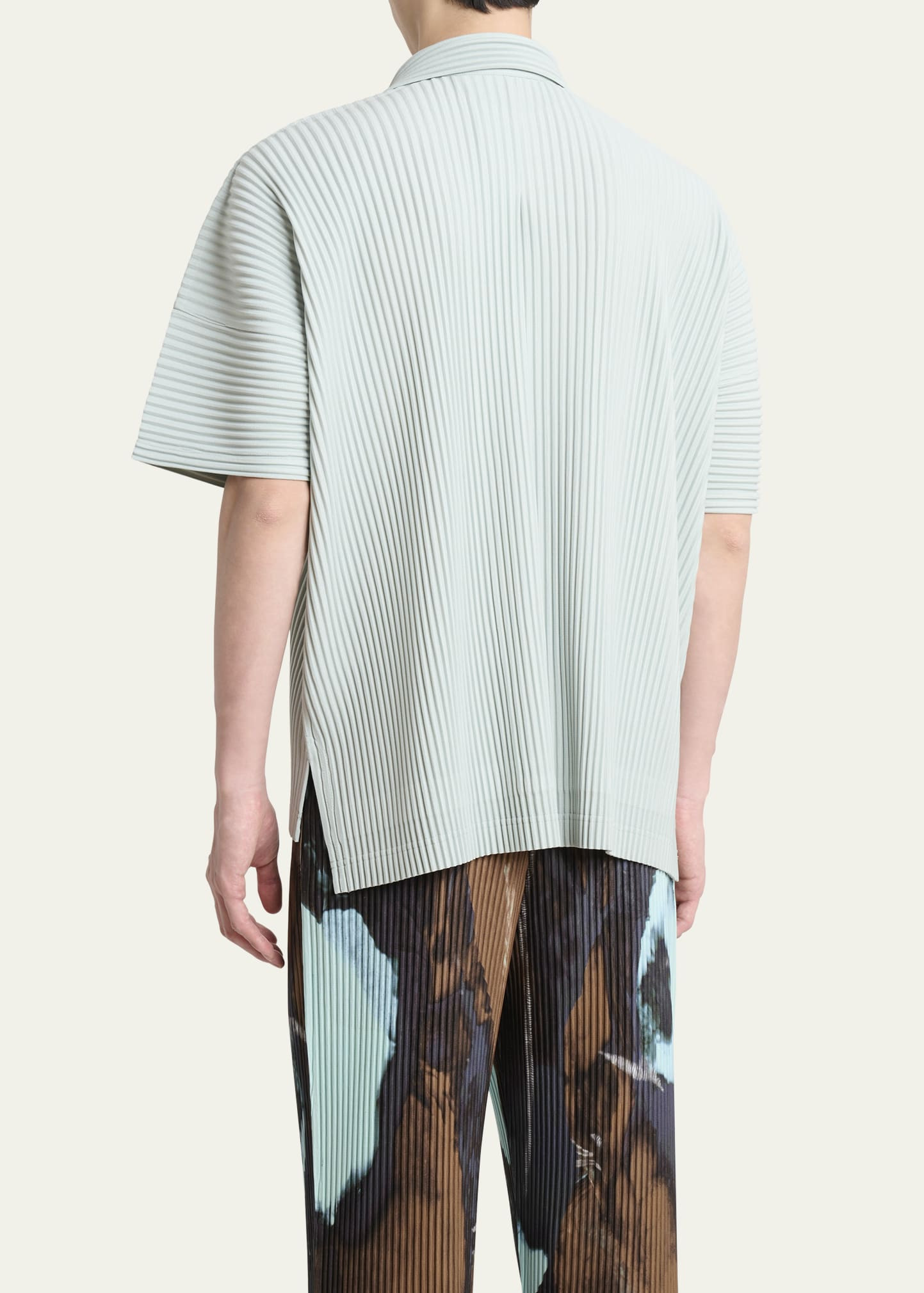 Men's Pleated Oversized Polo Shirt - 3