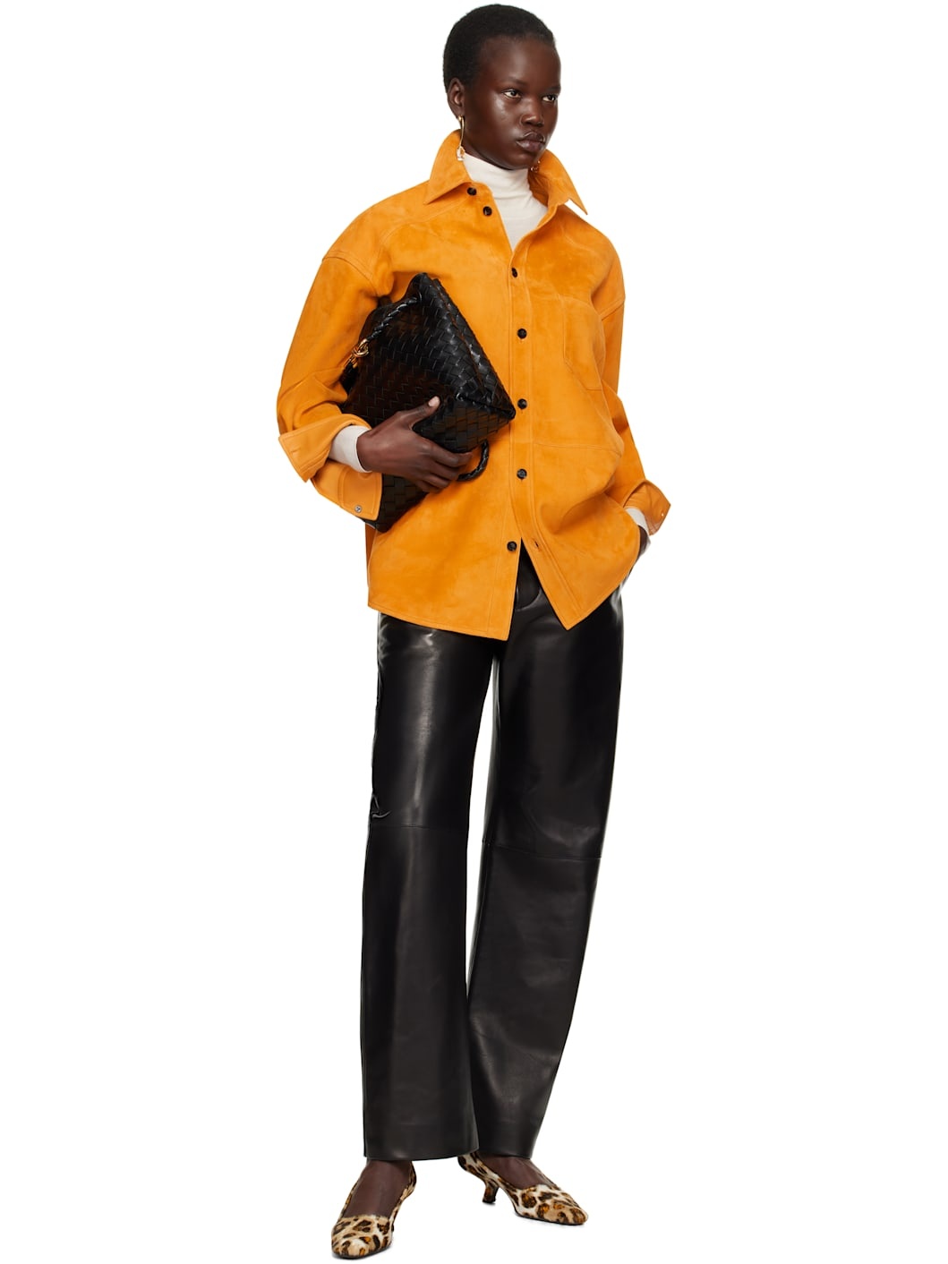 Orange Suede Leather shirt - 4