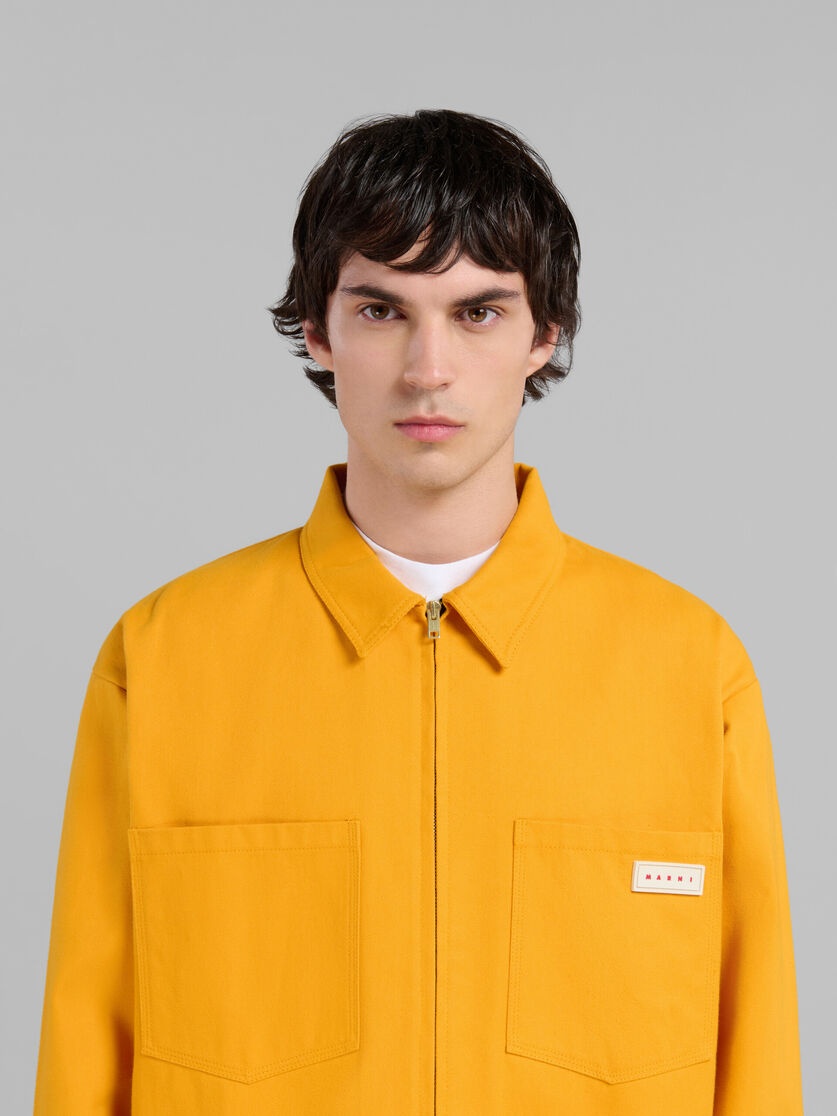 ORANGE GABARDINE ZIP-UP OVERSHIRT - 4