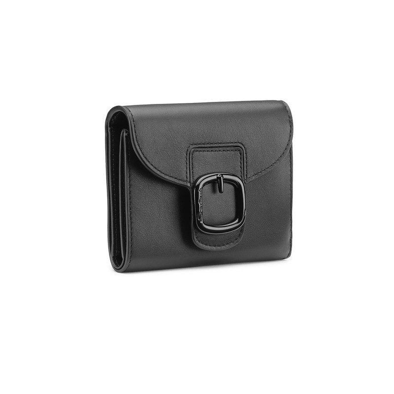 Santoni Black leather wallet with coin pocket outlook