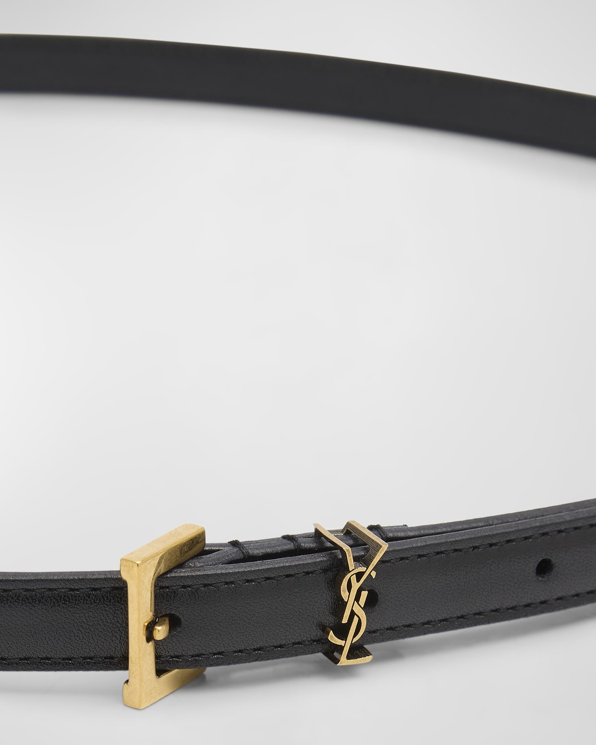 Cassandre YSL Leather Skinny Belt - 2