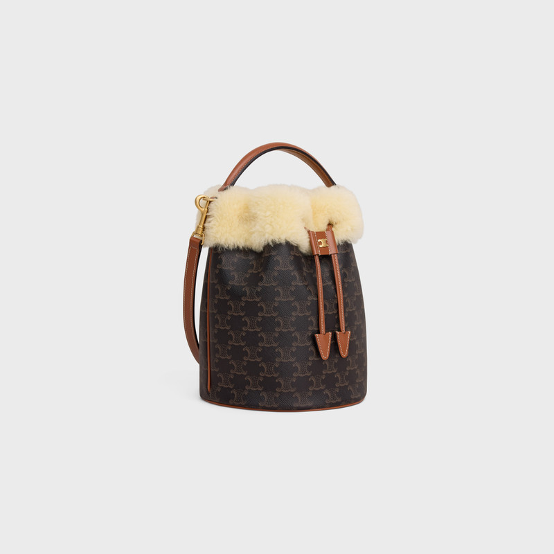 CELINE CLARA BAG in TRIOMPHE CANVAS AND SHEARLING outlook
