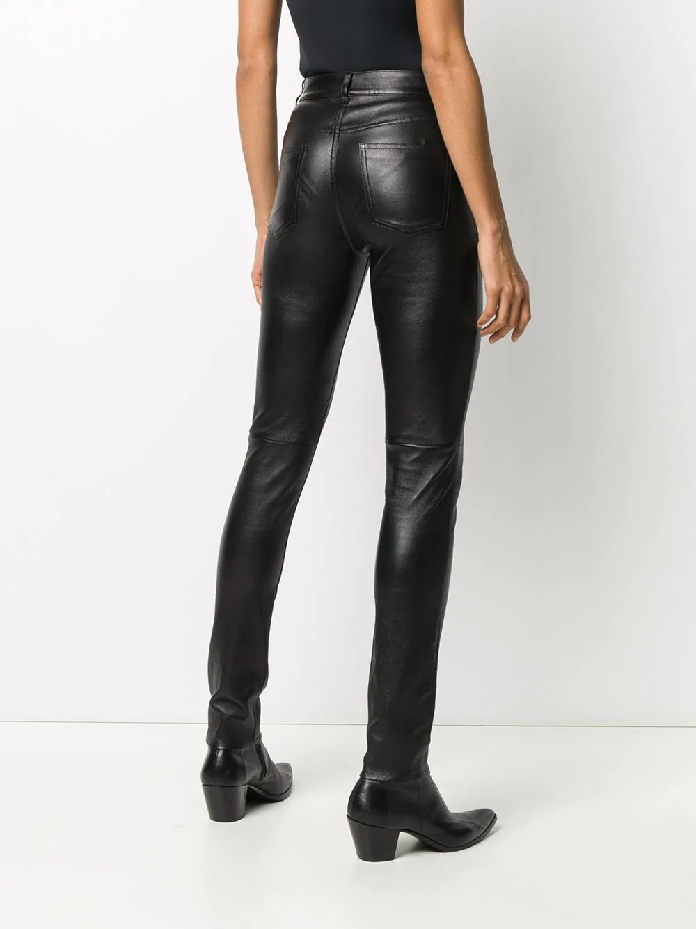 skinny-fit leather trousers - 4