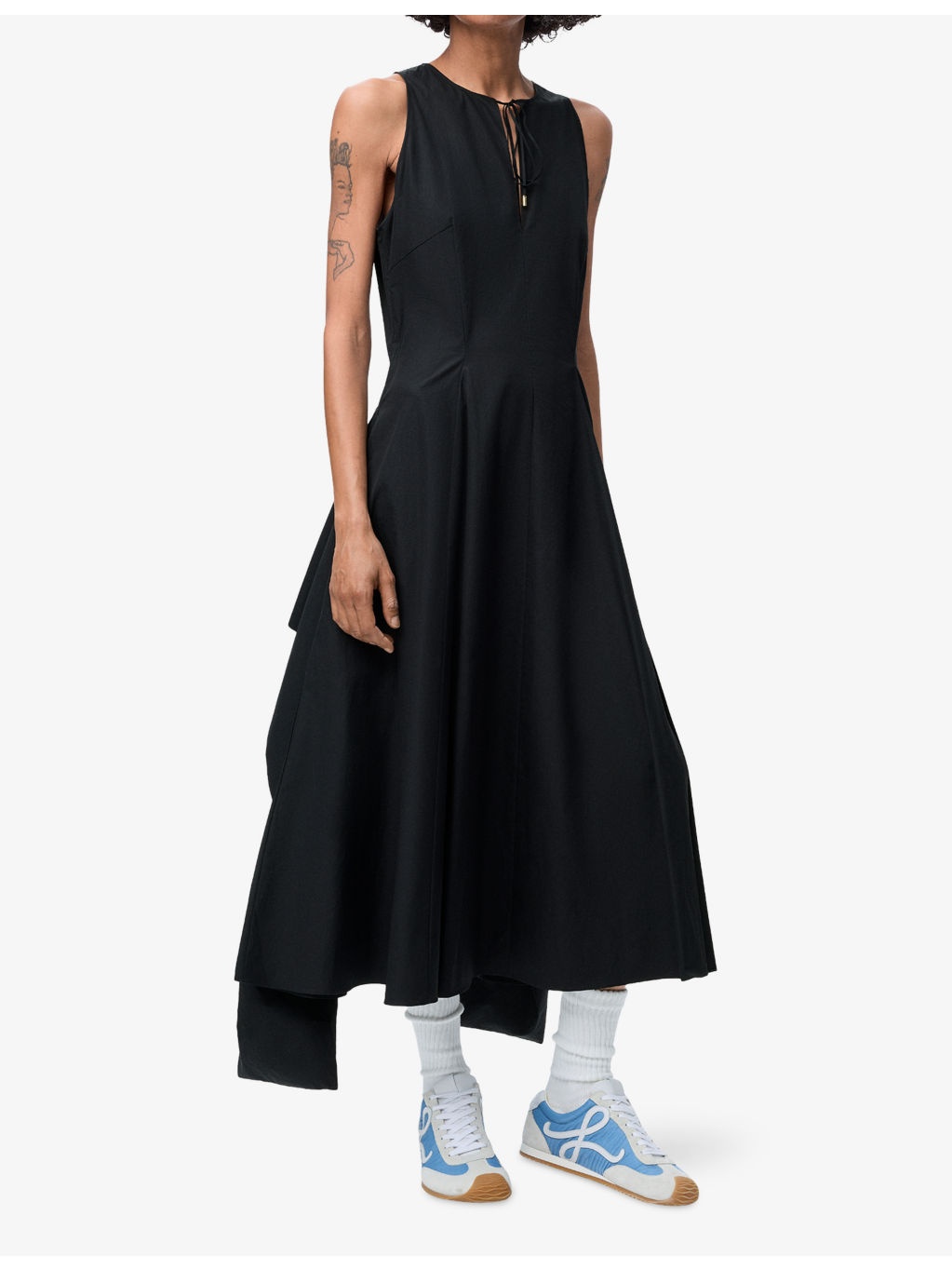 Asymmetric Wrap Sleeveless Cotton Maxi Dress - 3