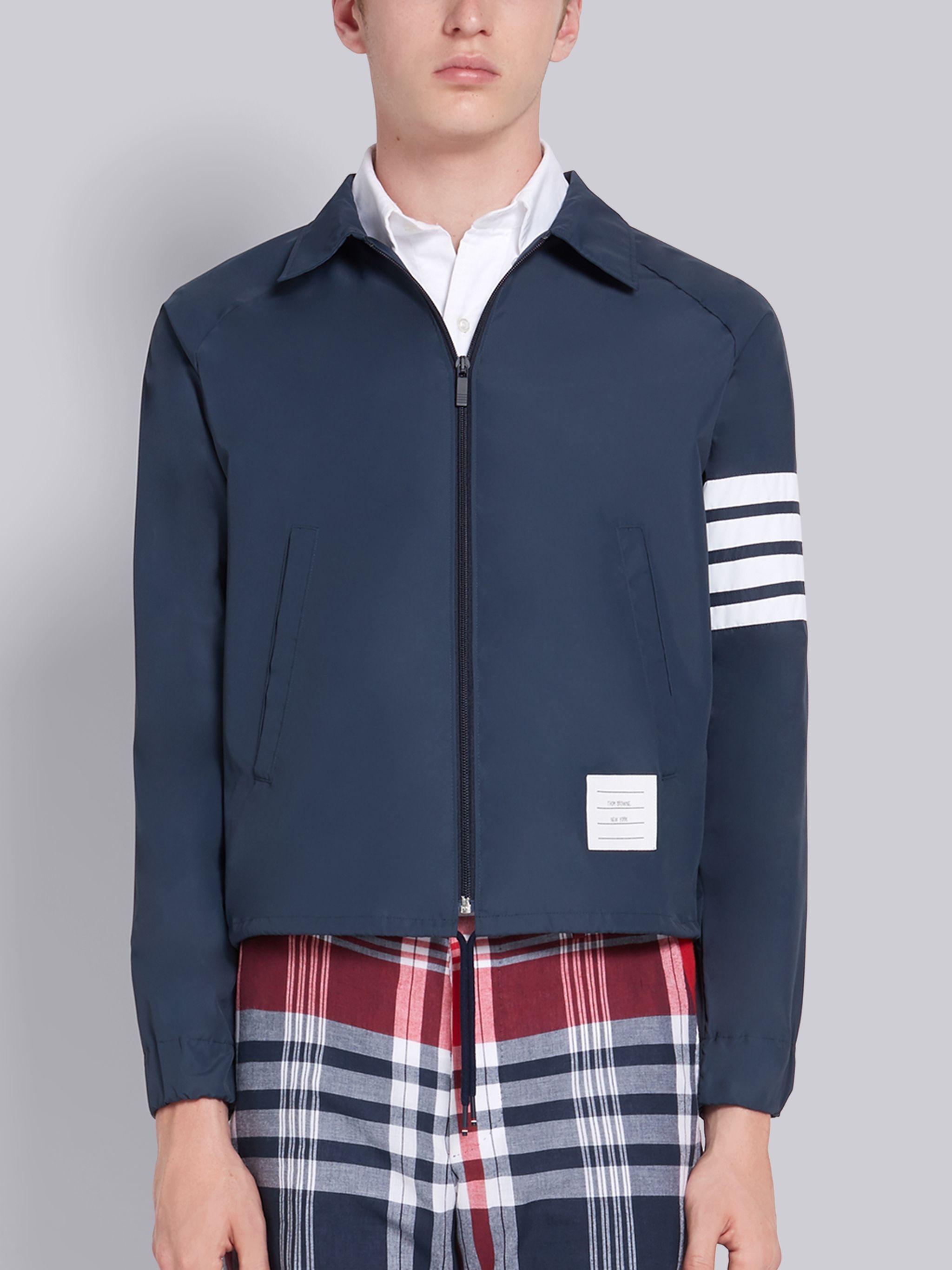 Navy Flyweight Tech 4-Bar Stripe Windbreaker - 1