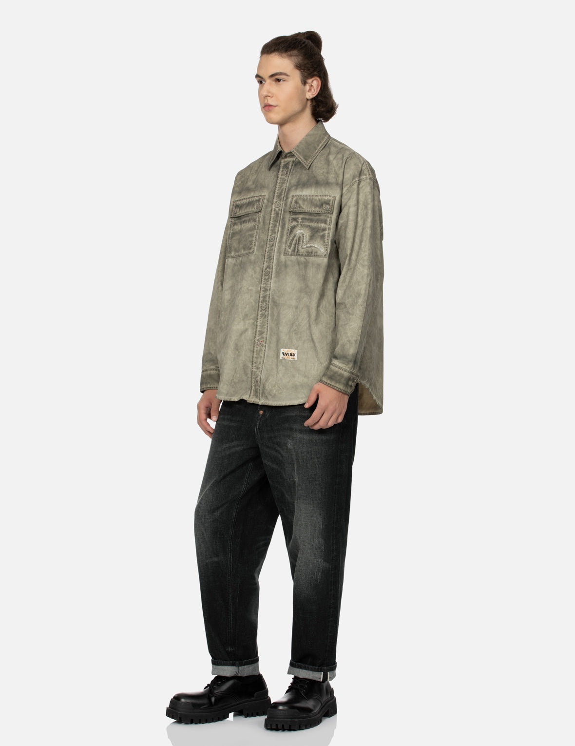 Washed Seagull Embroidery Fashion Fit Jeans - 4