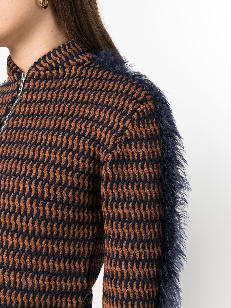 cropped patterned-jacquard jacket 5