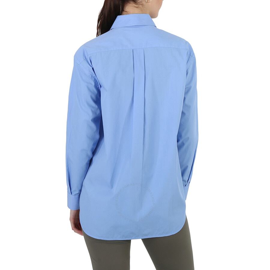 Burberry Ladies Vivid Cobalt Silk Pleated Shirt - 6