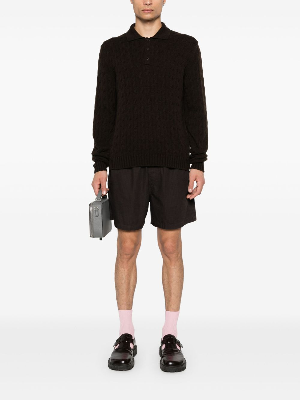 cable-knit polo sweater - 2