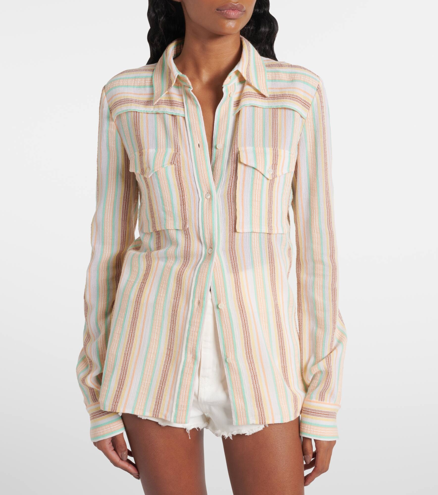 Striped cotton crêpon shirt - 6