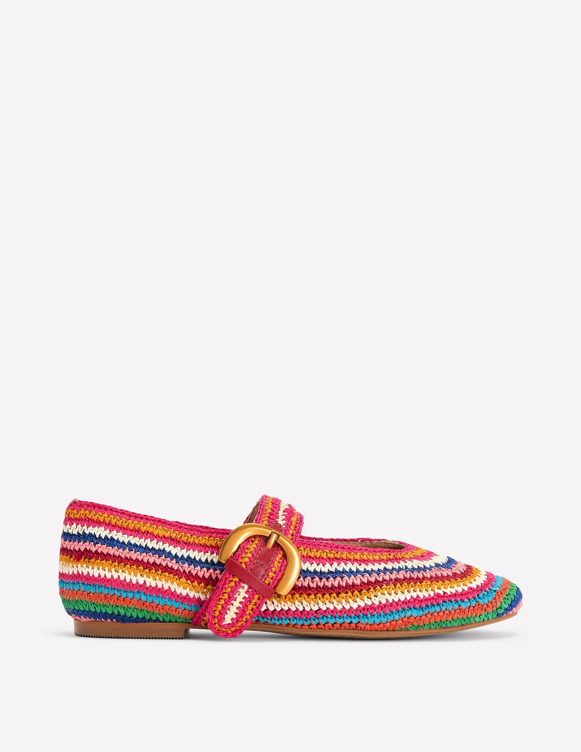 Kylie Flat Buckle Mary Janes-Multi Raffia - 1