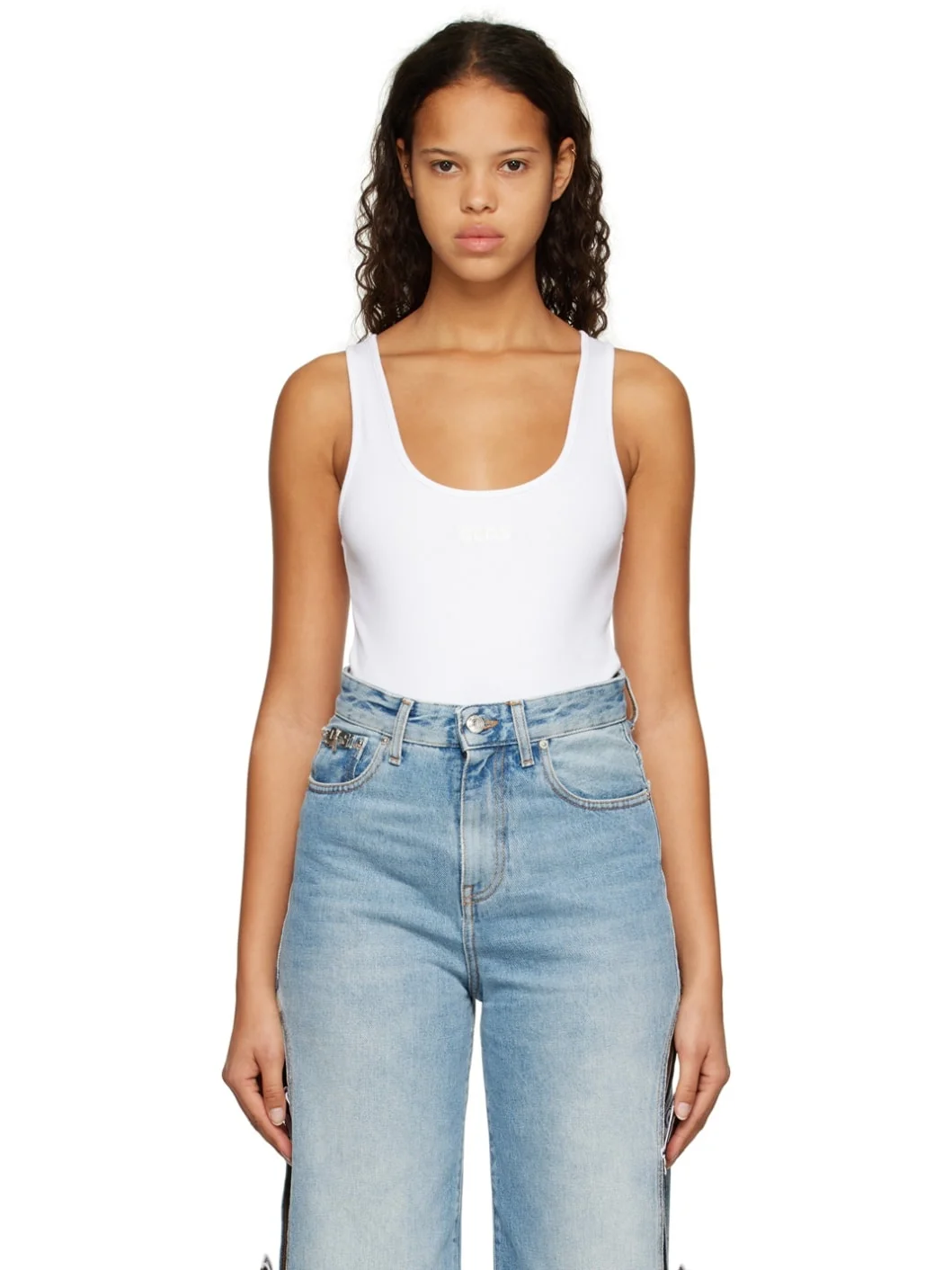 White Scoop Neck Bodysuit - 1