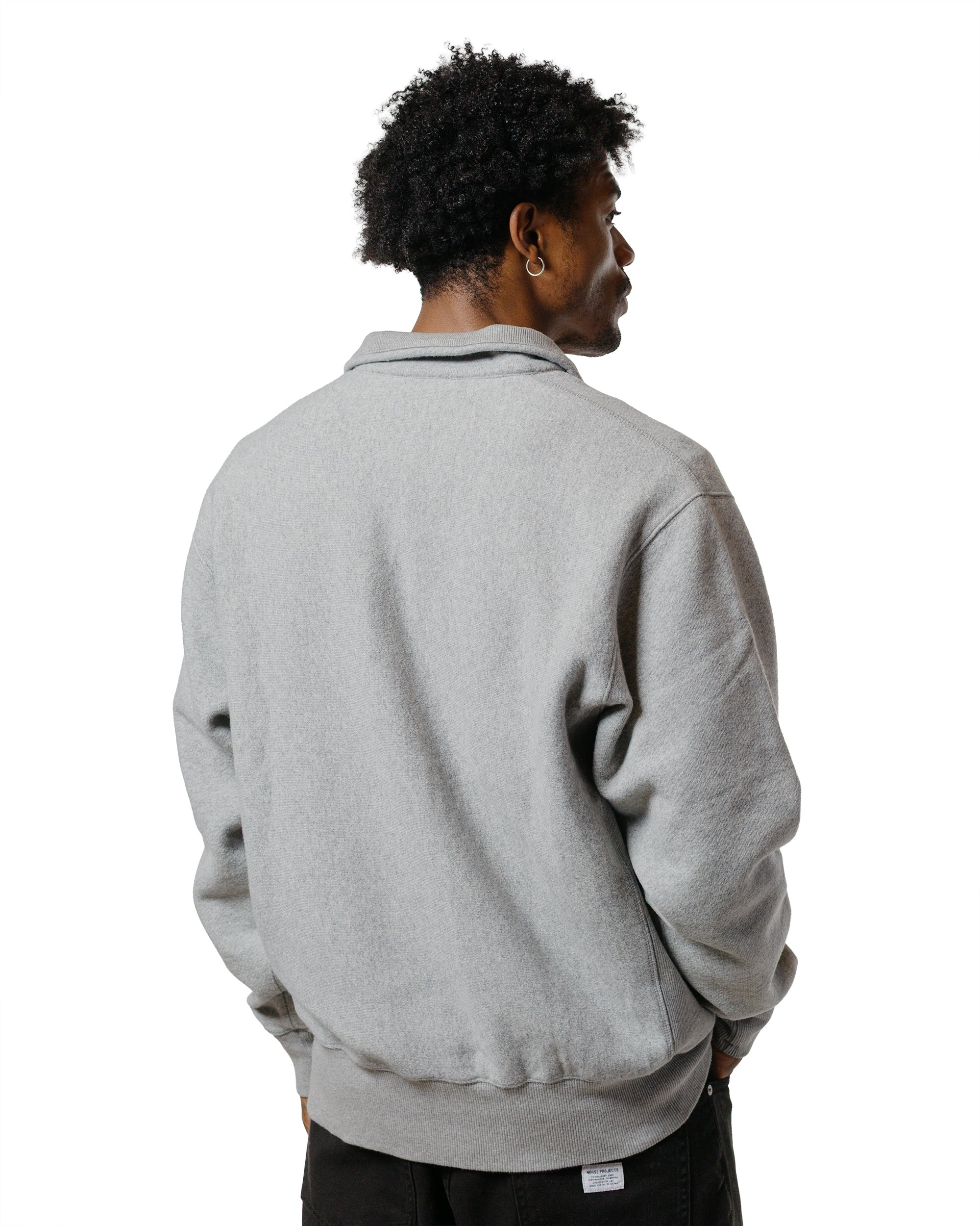 Ketel Relaxed Cotton Wool Half Zip Sweatshirt Grey Melange - 3