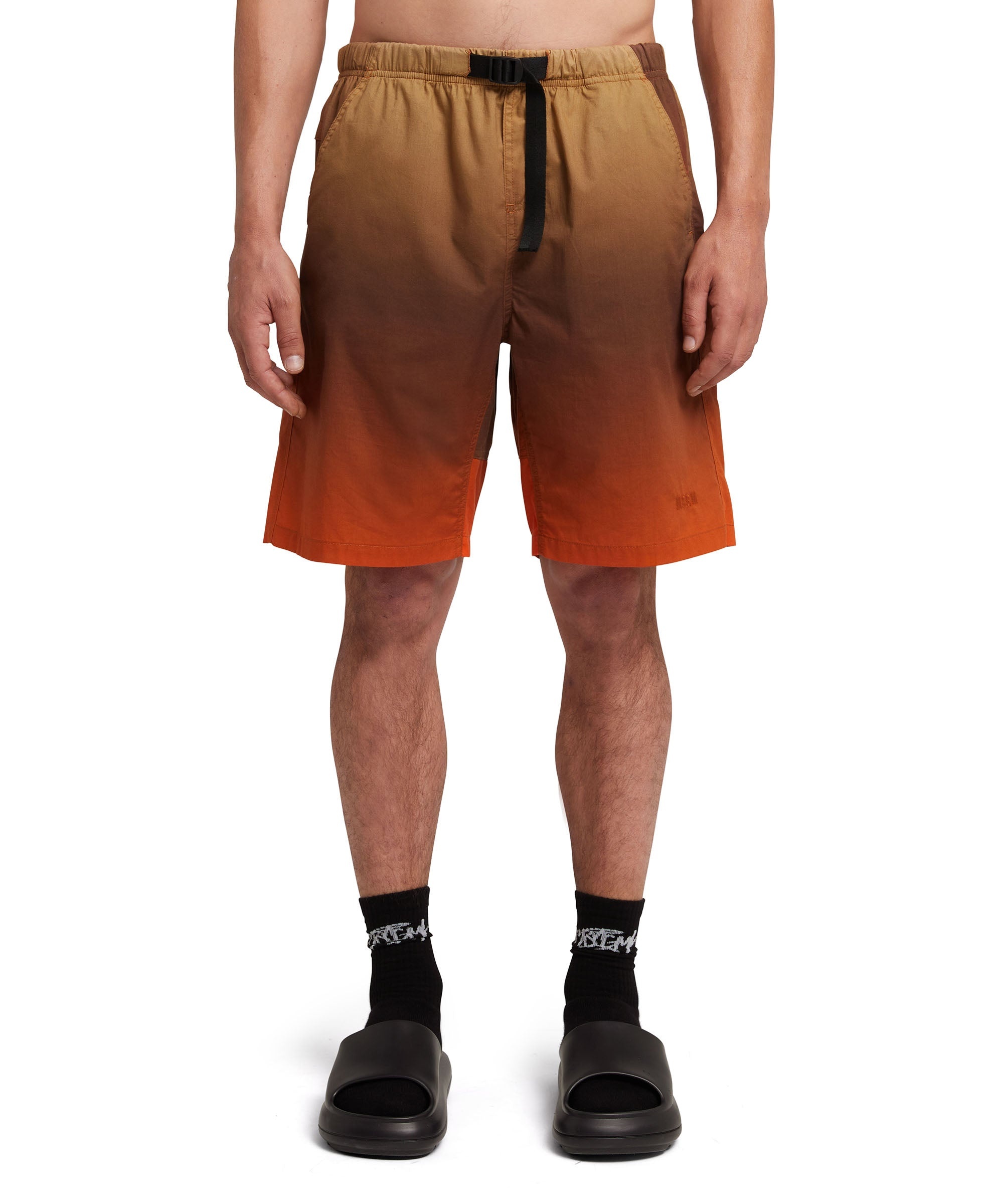 Poplin cotton shorts with faded print - 2