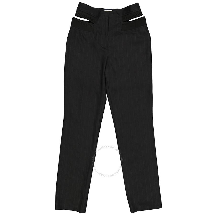 Burberry Ladies Black Pinstripe Functional Twill Remodeled Trousers - 6