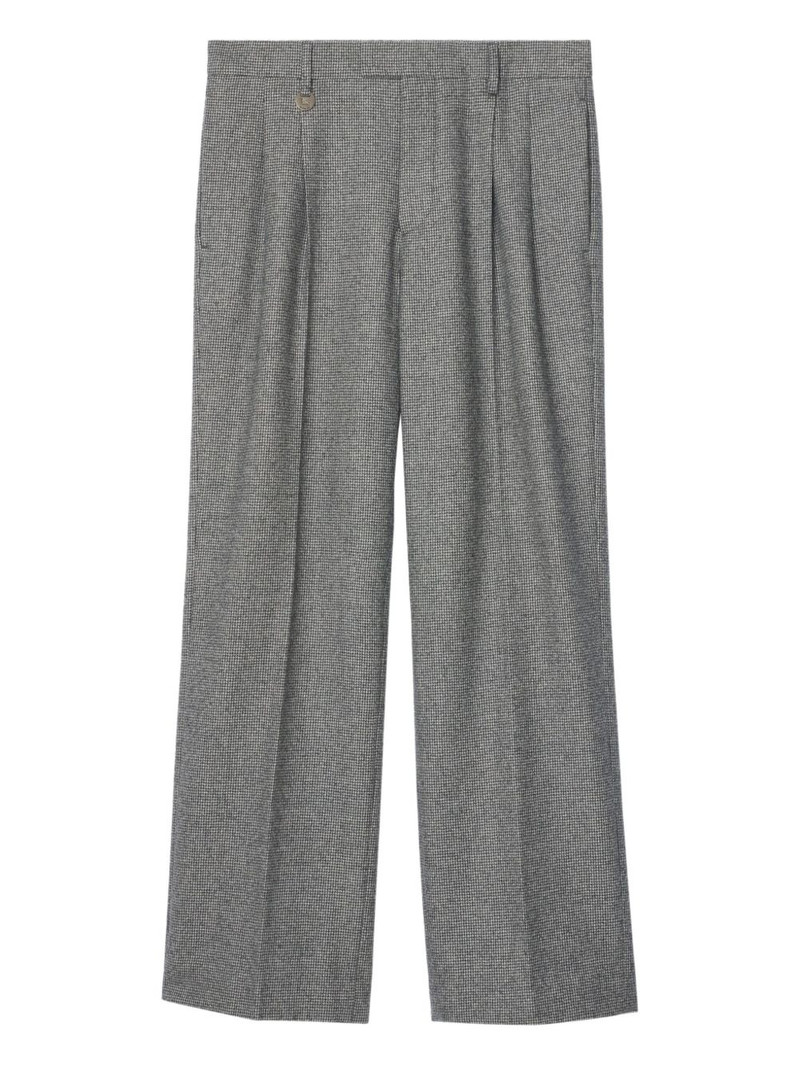 Puppytooth check tailored trousers 1
