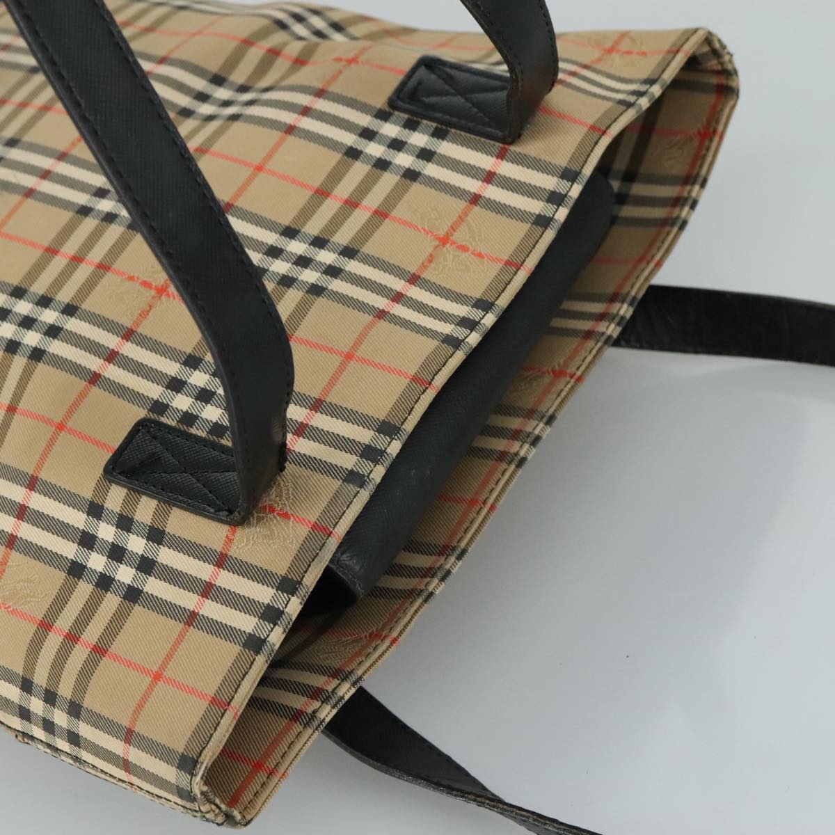 Burberry Nova Check Tote Bag Canvas Leather Beige Black Gold - 6