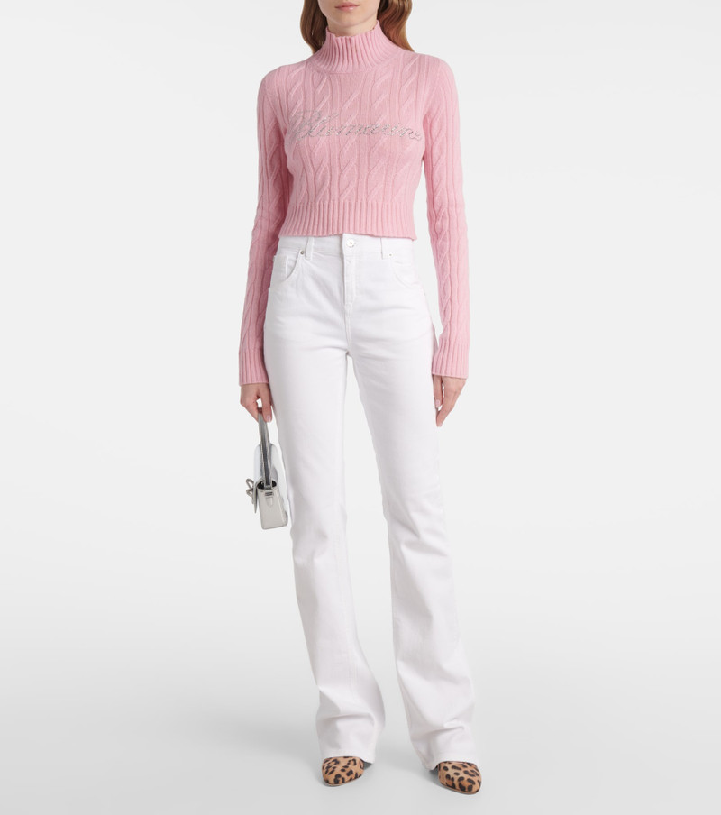 Blumarine Chain-detail high-rise bootcut jeans outlook