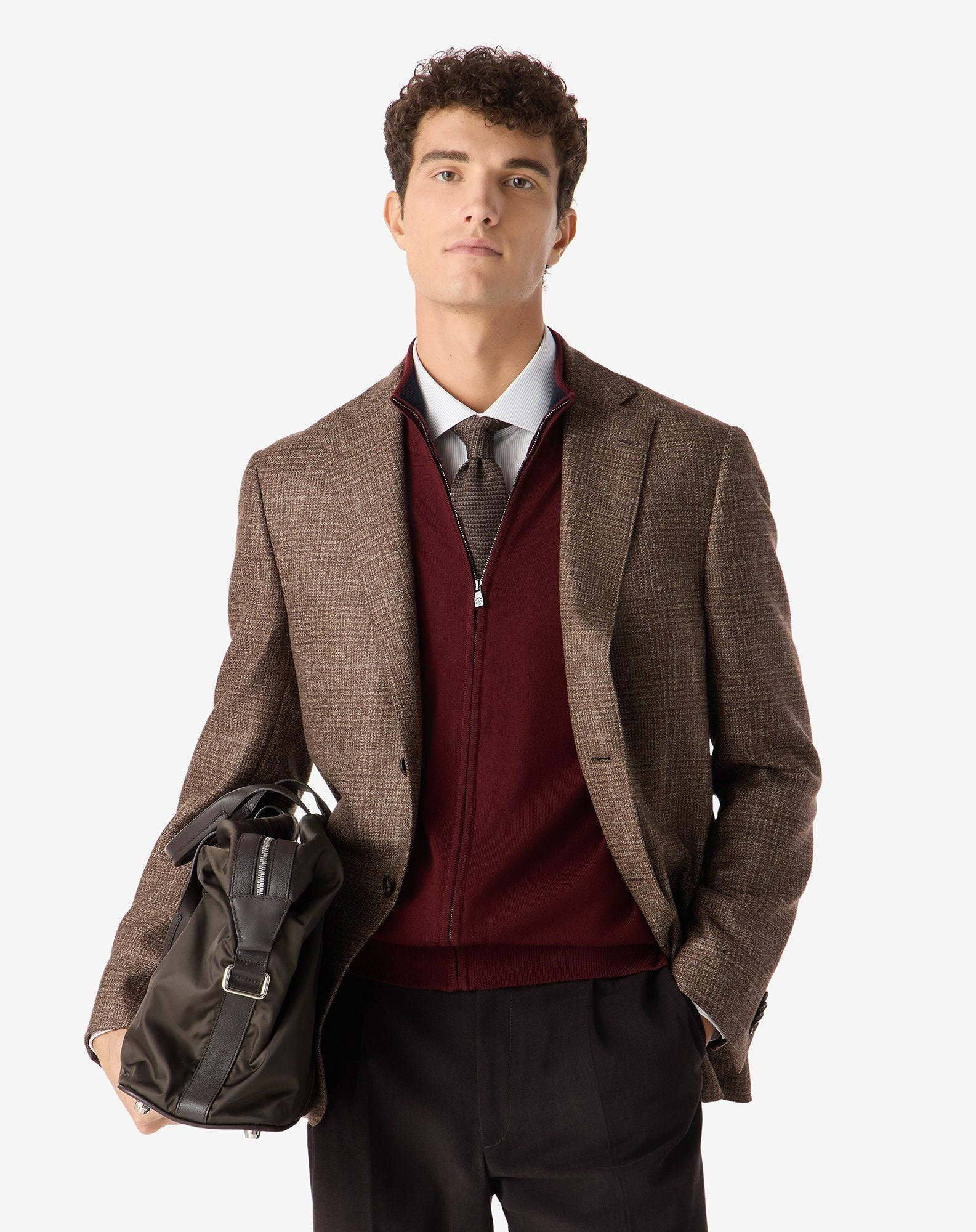 Brown glen plaid wool jacket - 2