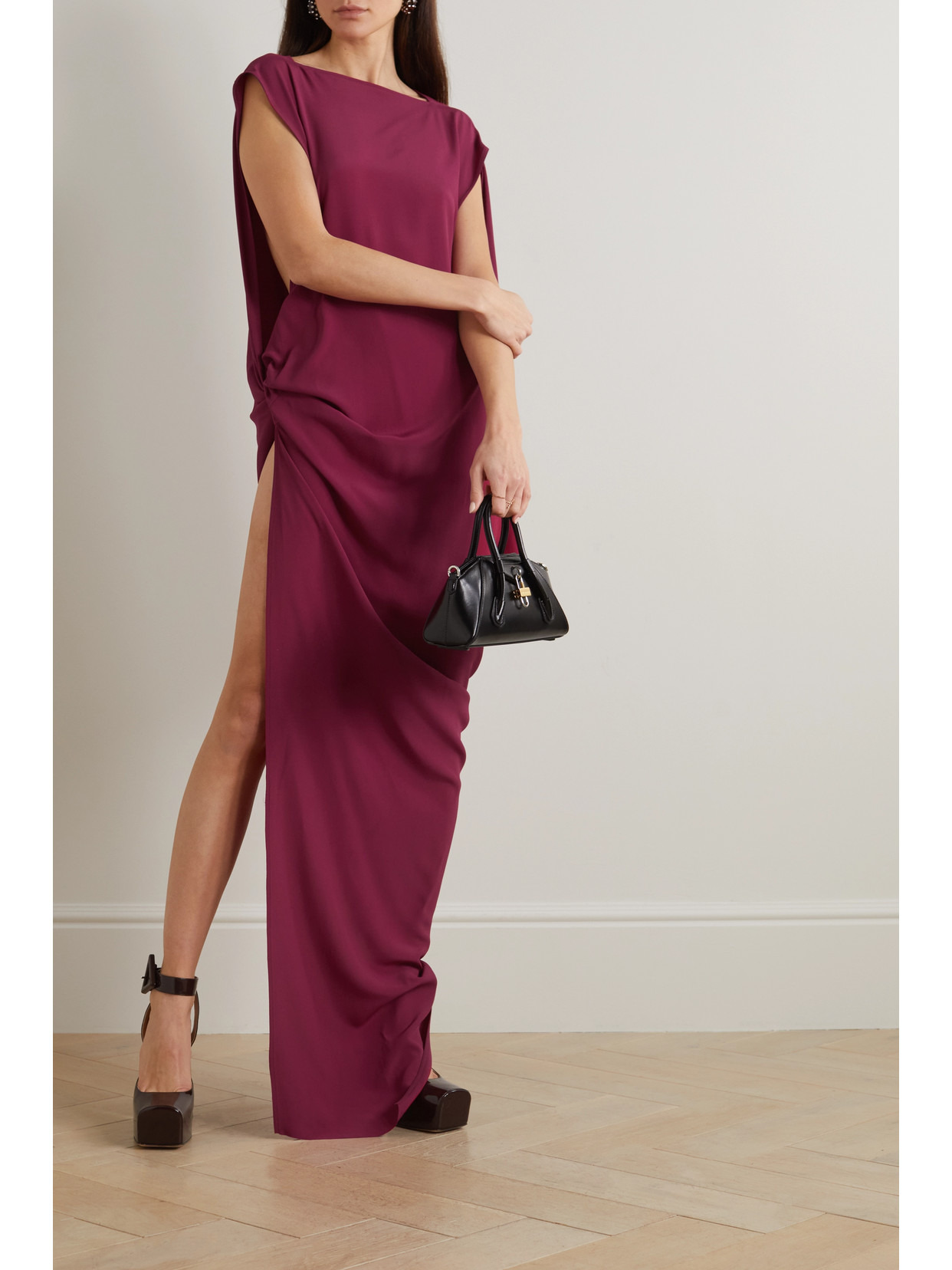 Edfu One-sleeve Draped Crepe De Chine Gown - 2