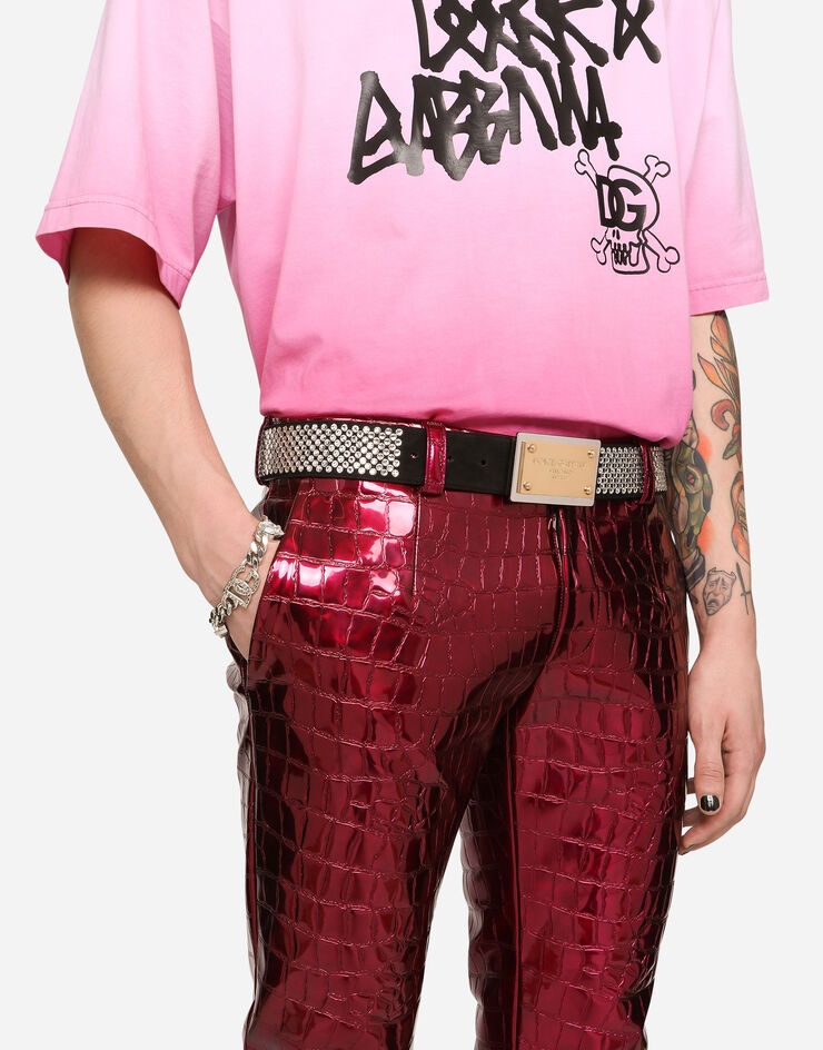 Fusible-rhinestone belt with branded tag - 2
