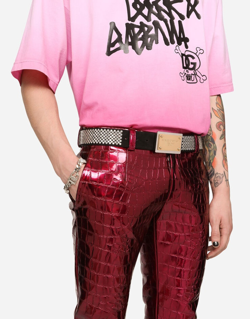 Dolce & Gabbana Fusible-rhinestone belt with branded tag outlook