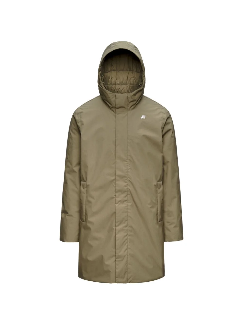 hooded logo-patch padded coat - 1