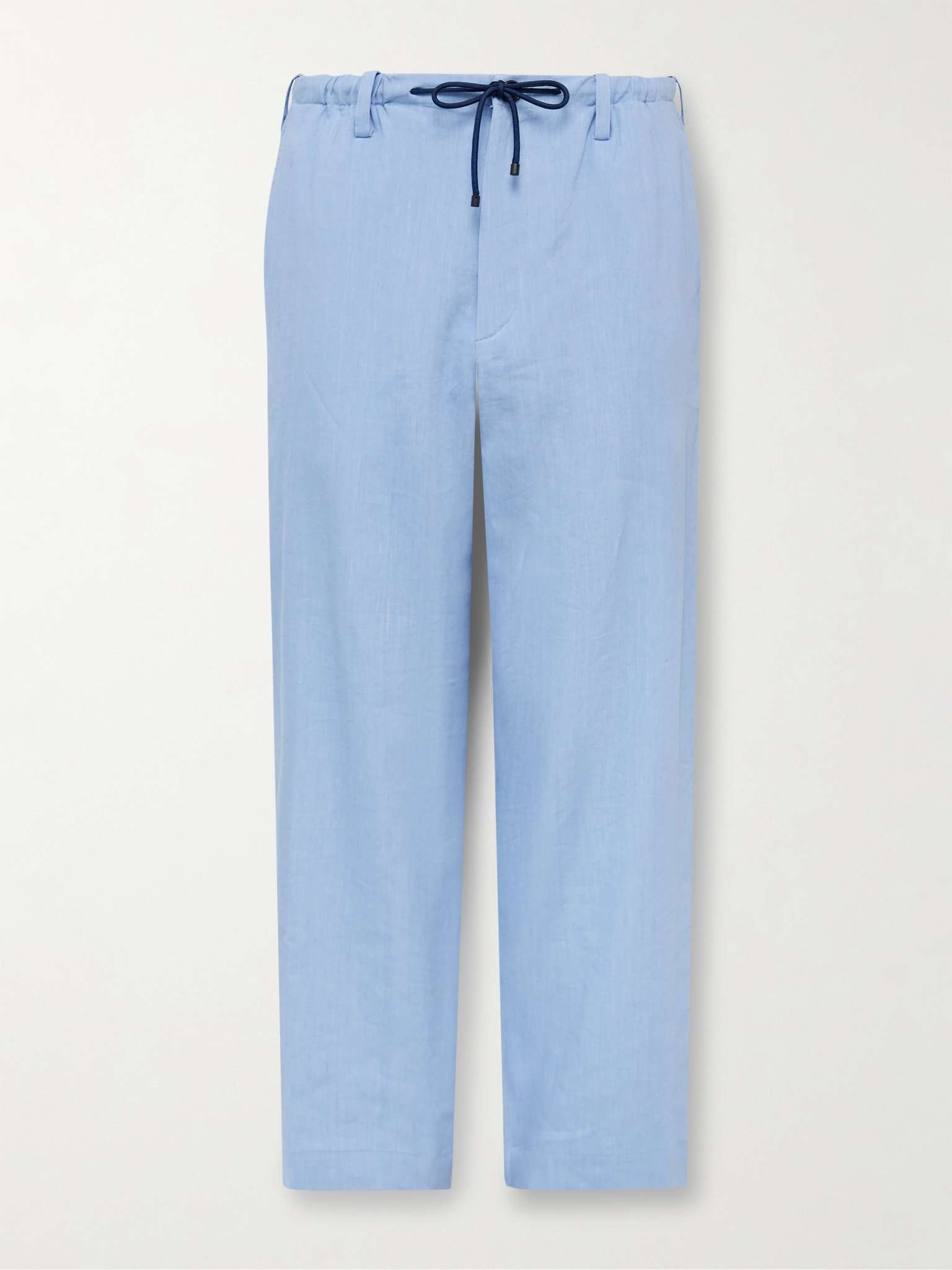 Straight-Leg Linen-Blend Drawstring Trousers - 1