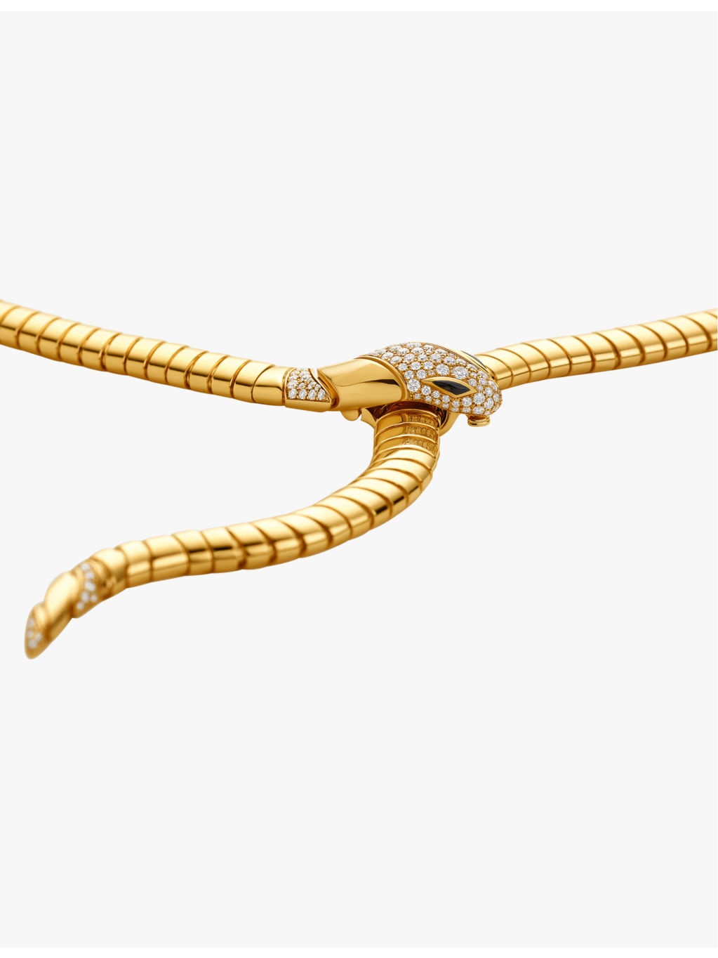 Serpenti Tubogas 18ct yellow-gold, 0.46ct brilliant-cut diamond and onyx necklace - 4