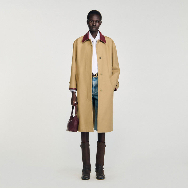 Sandro TRENCH COAT WITH LEATHER COLLAR outlook