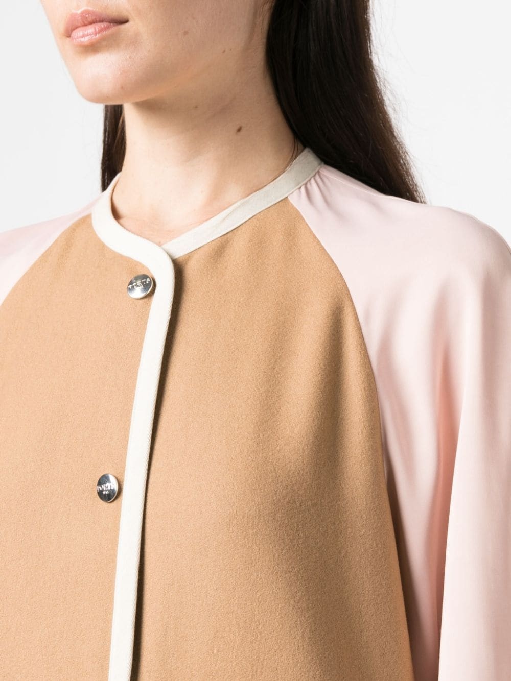 pastel colour-block single-breasted coat - 5