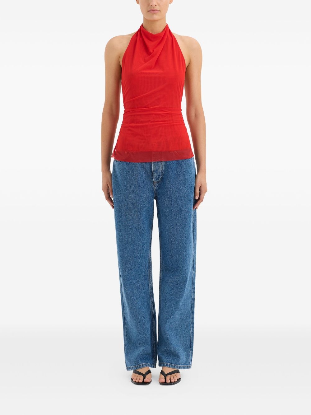 draped sleeveless top - 2