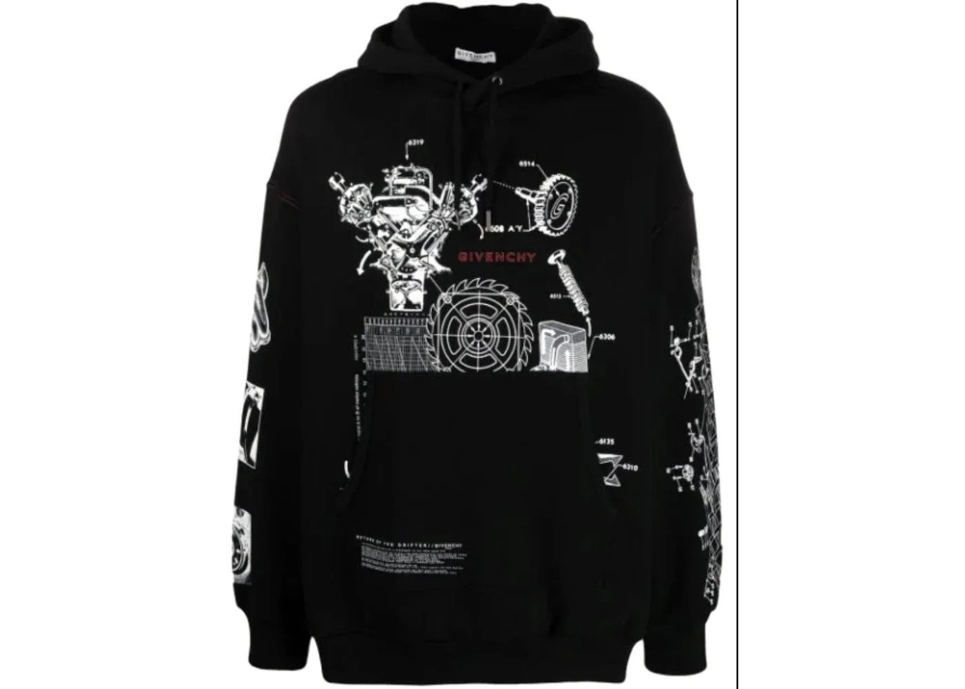 Givenchy Graphic Print Hoodie Black - 1