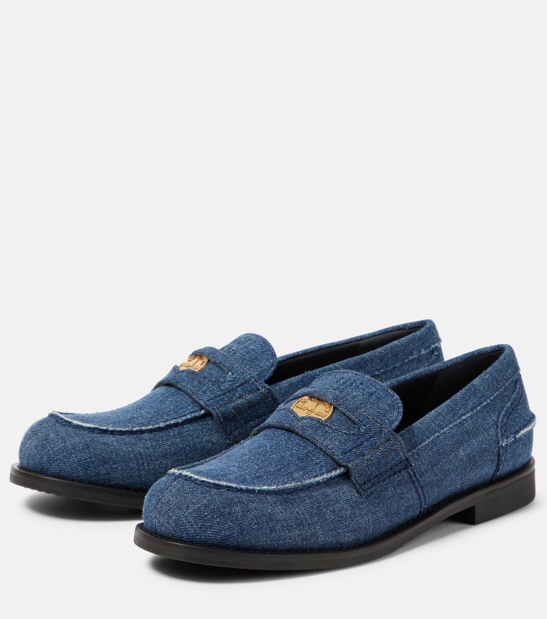 Logo denim loafers - 5