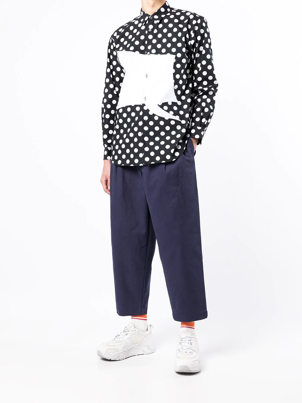 polka-dot panelled shirt - 2