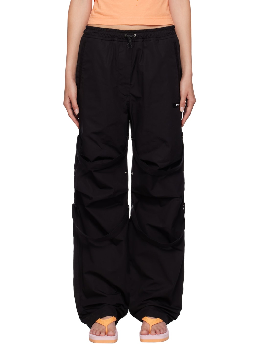 Black Upside Down Palm Trousers - 1