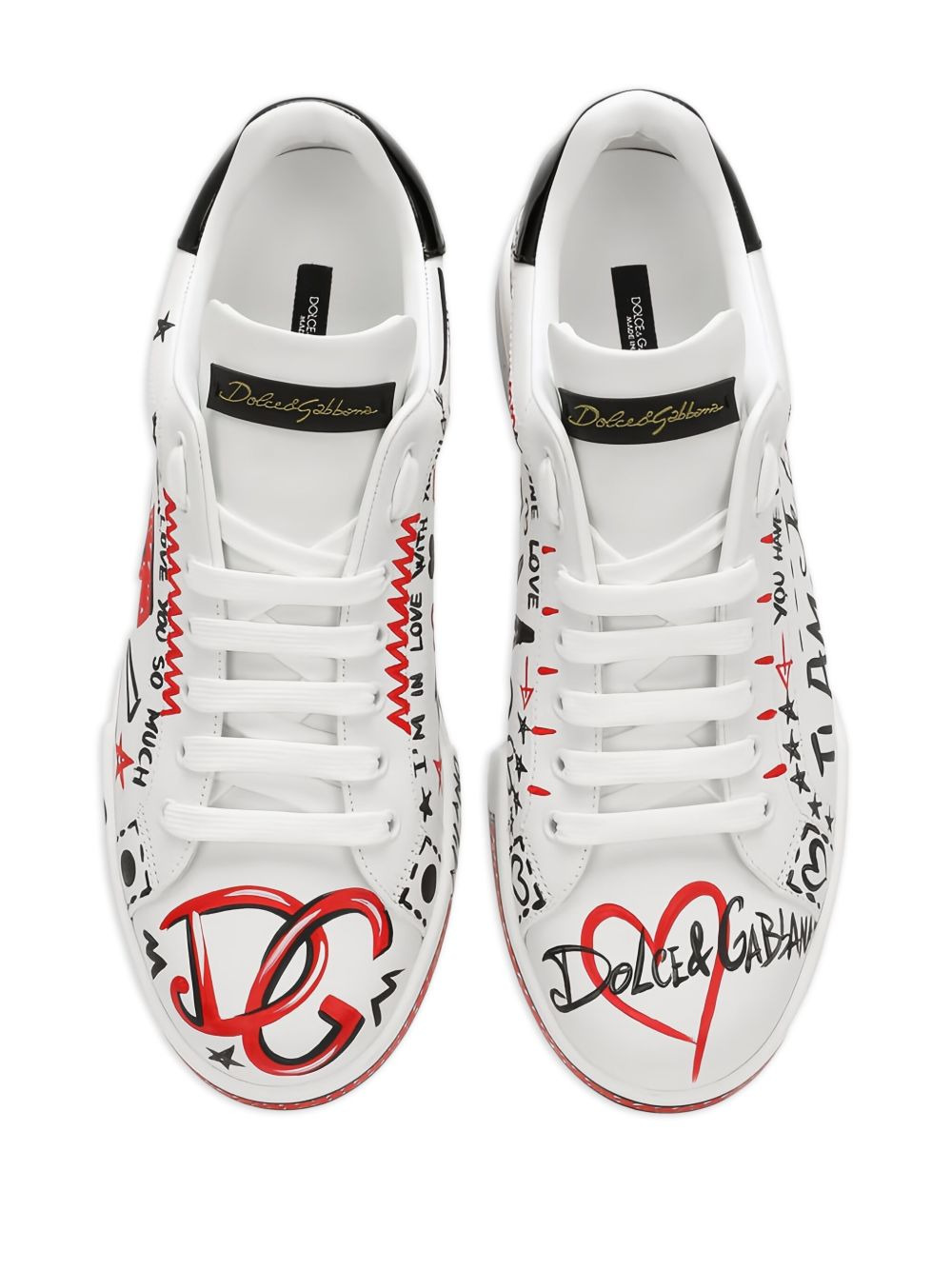 graffiti-print leather sneakers - 4