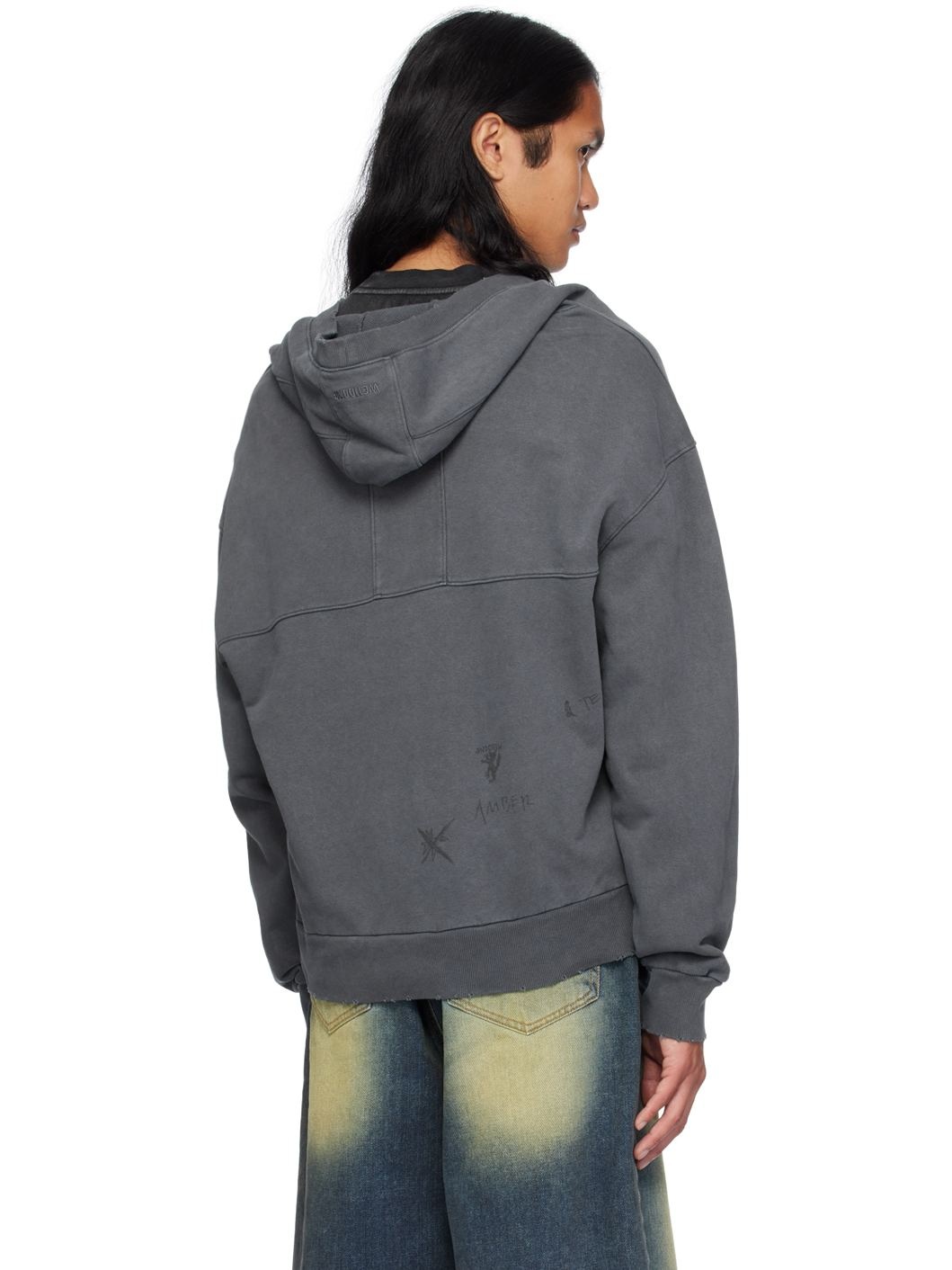 Gray Wide Neck Hoodie - 3