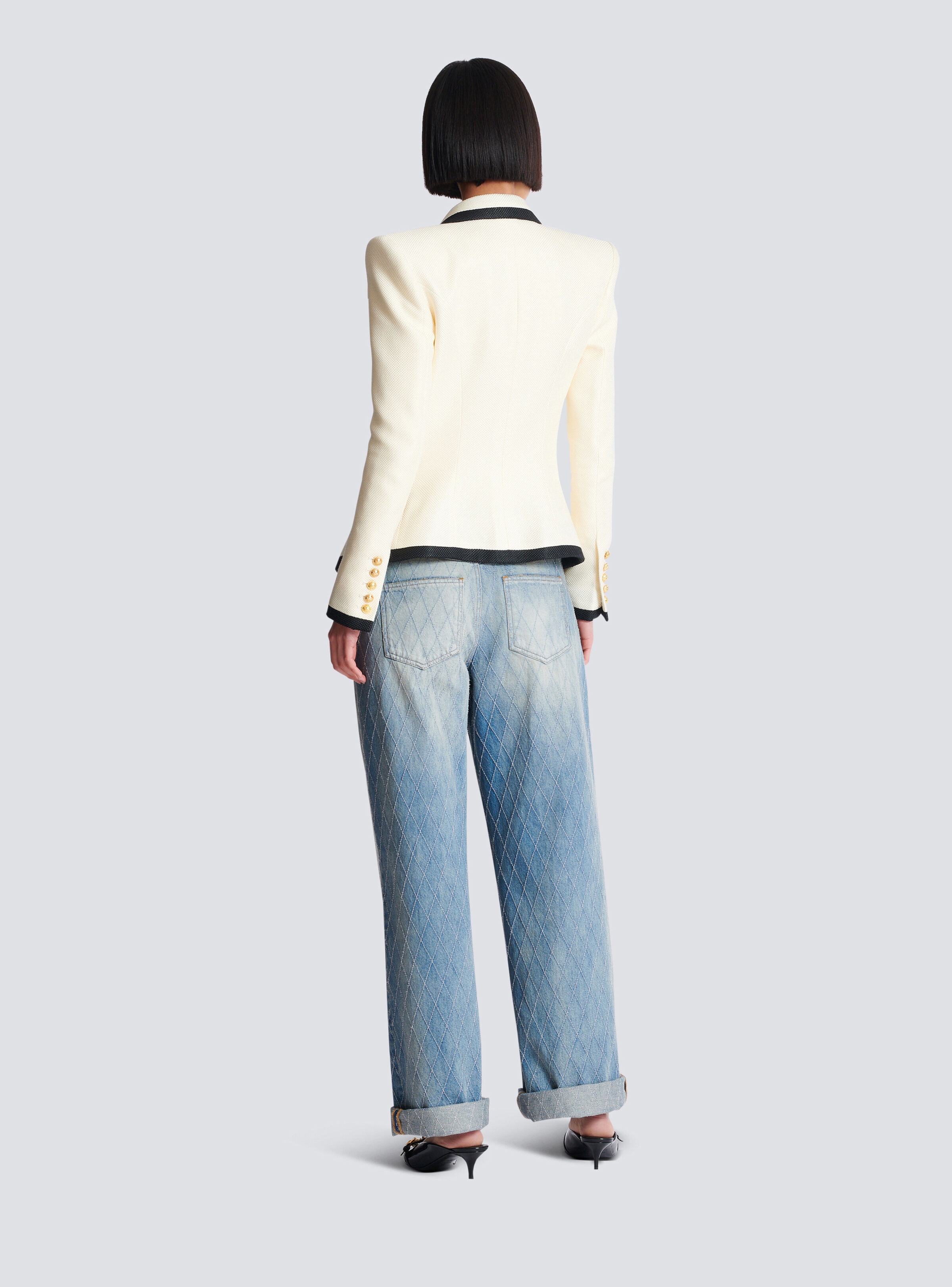 Fitted two-tone basketweave jacket - 4