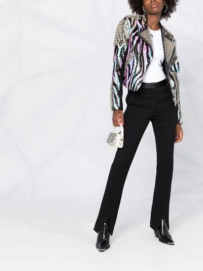 PHILIPP PLEIN zebra leather biker jacket outlook