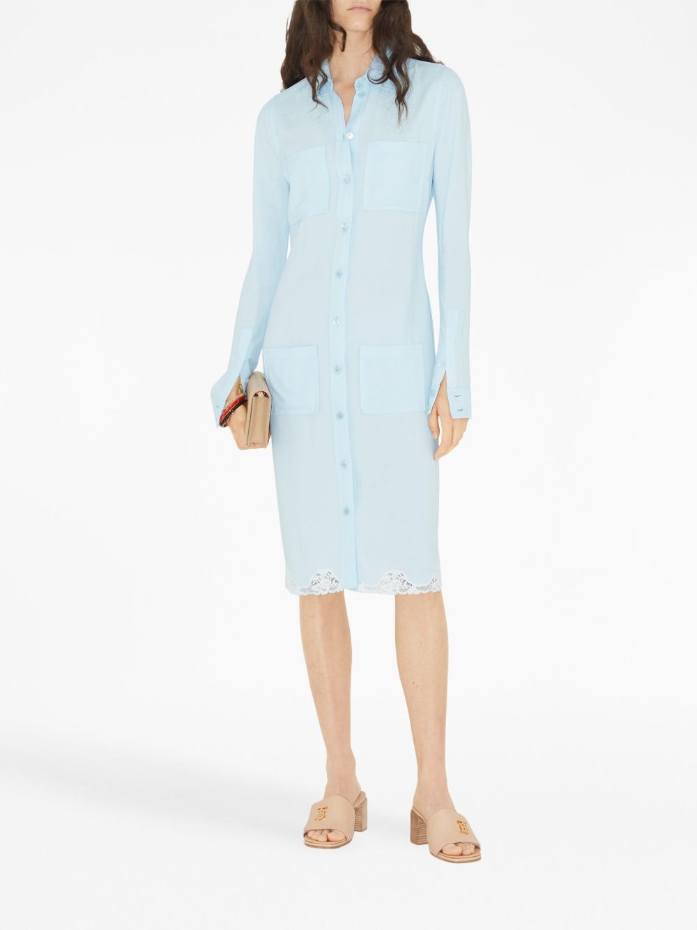 lace-trim shirt dress - 2