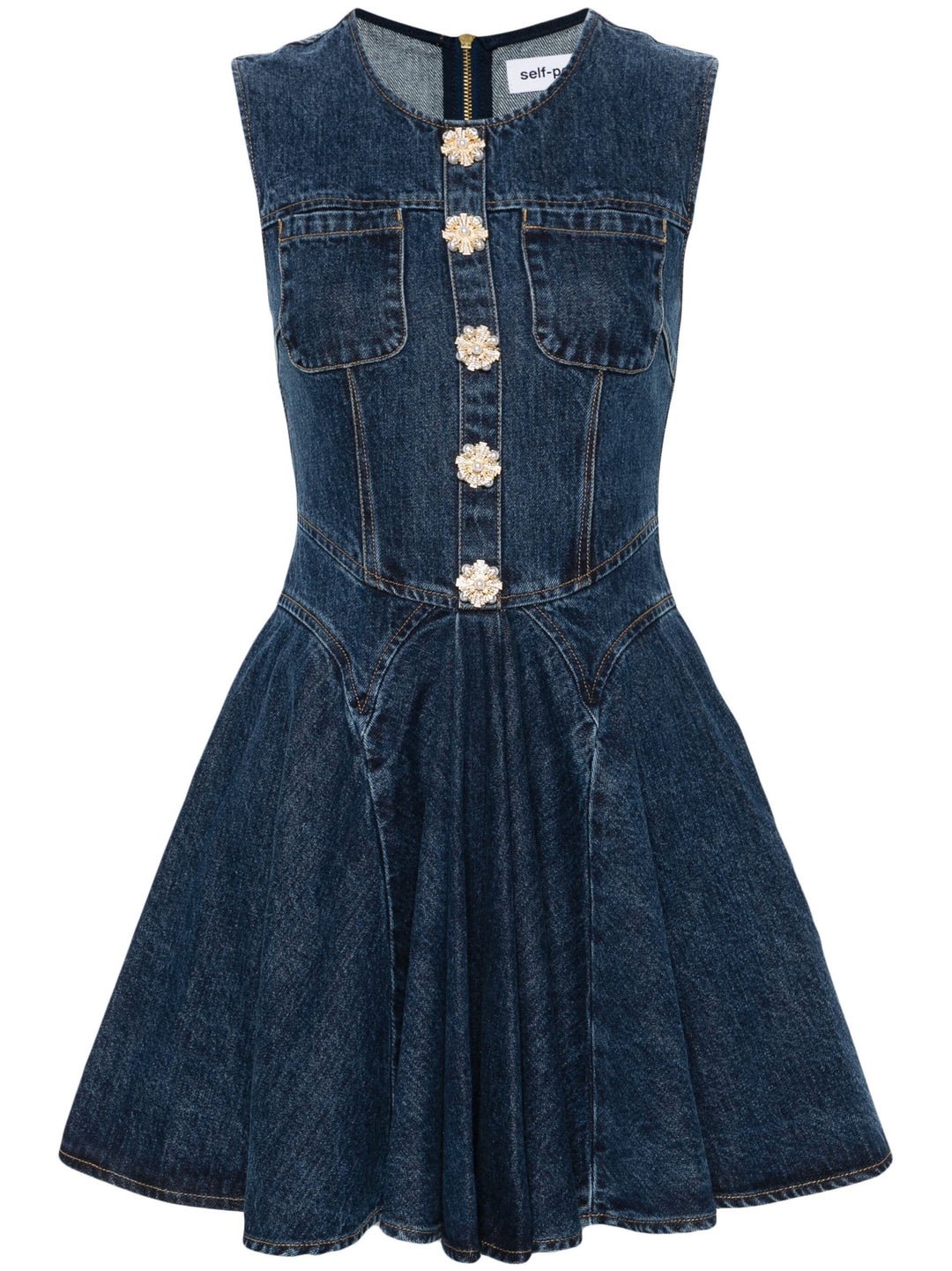 Denim Skater Mini Dress - 1