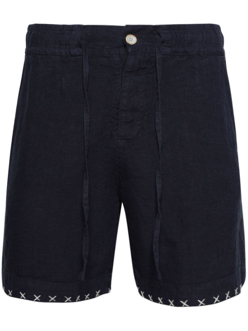 contrasting-stitch linen shorts 1