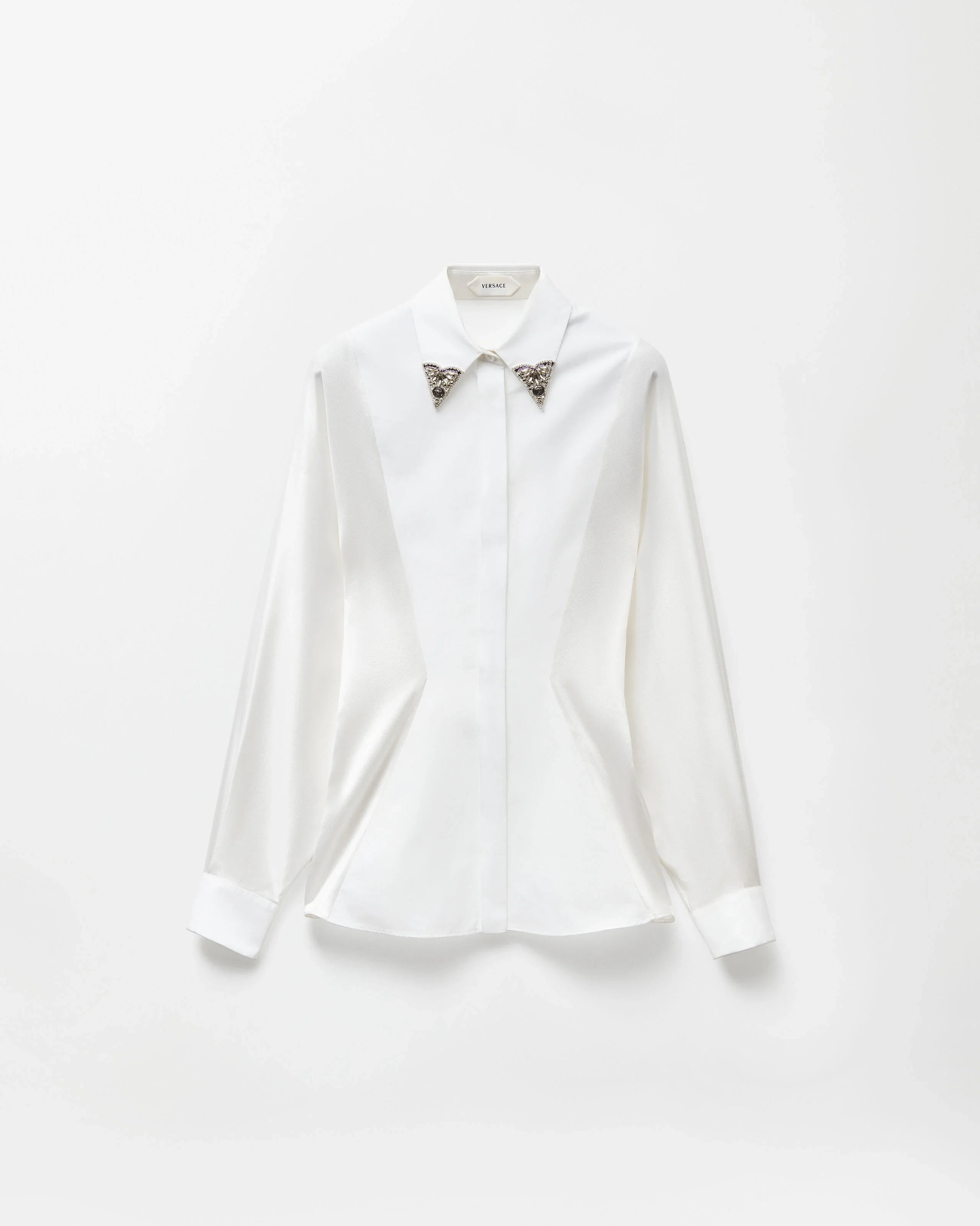 Embroidered-Collar Cotton Poplin Shirt - 1