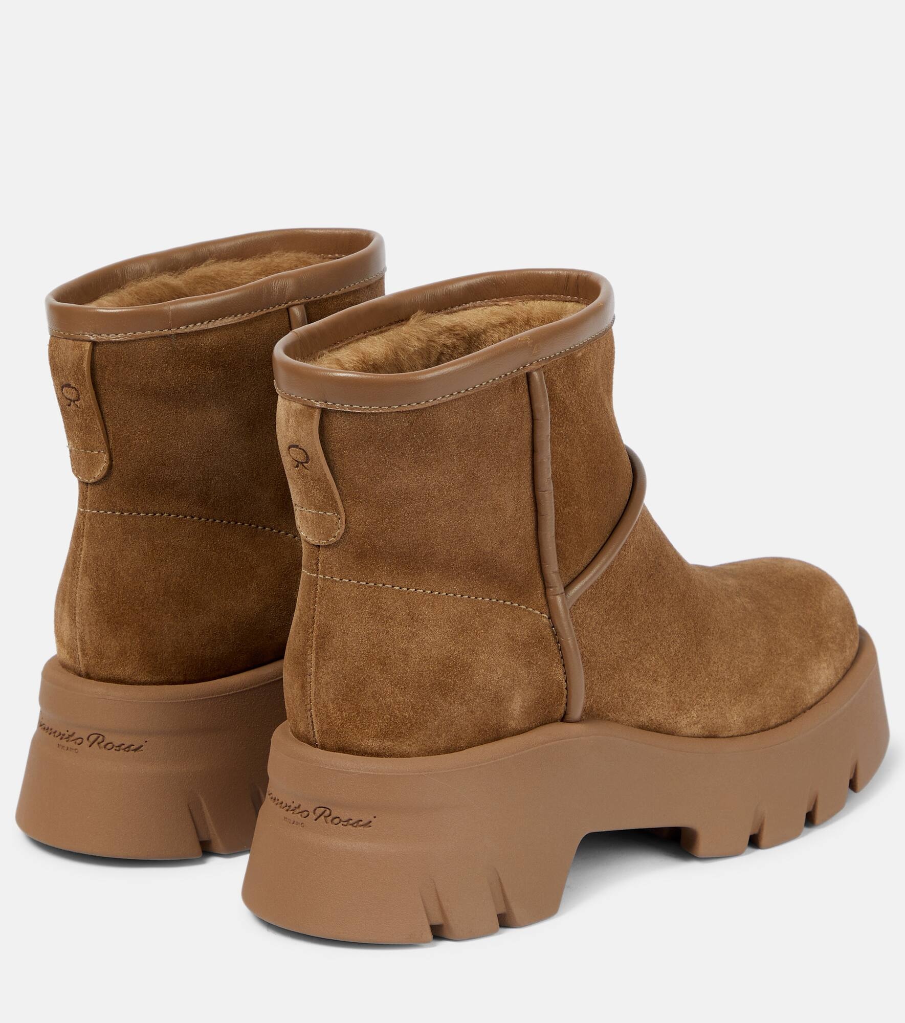 Shearling-lined suede ankle boots - 3