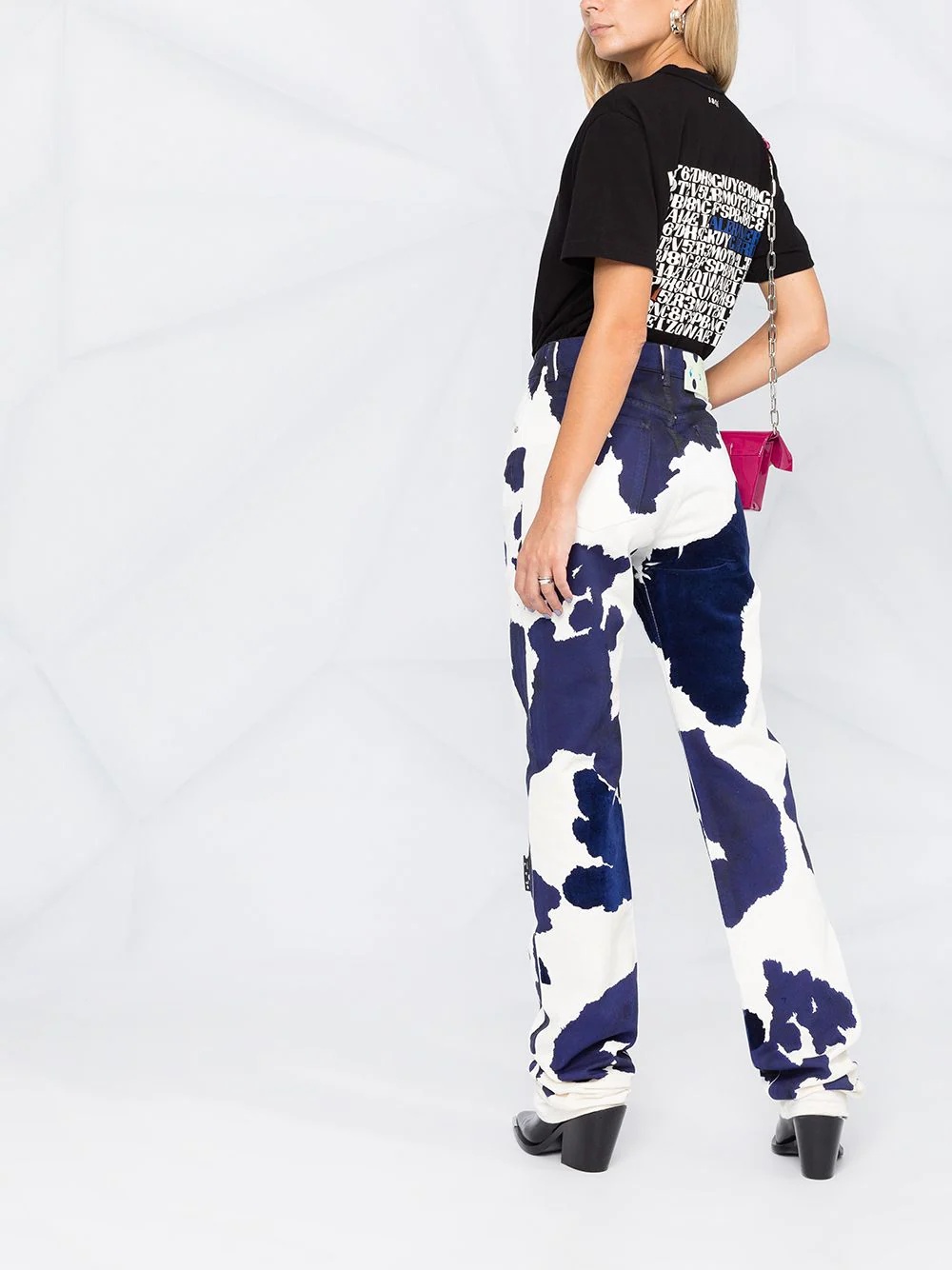 cow-print straight-leg jeans - 4