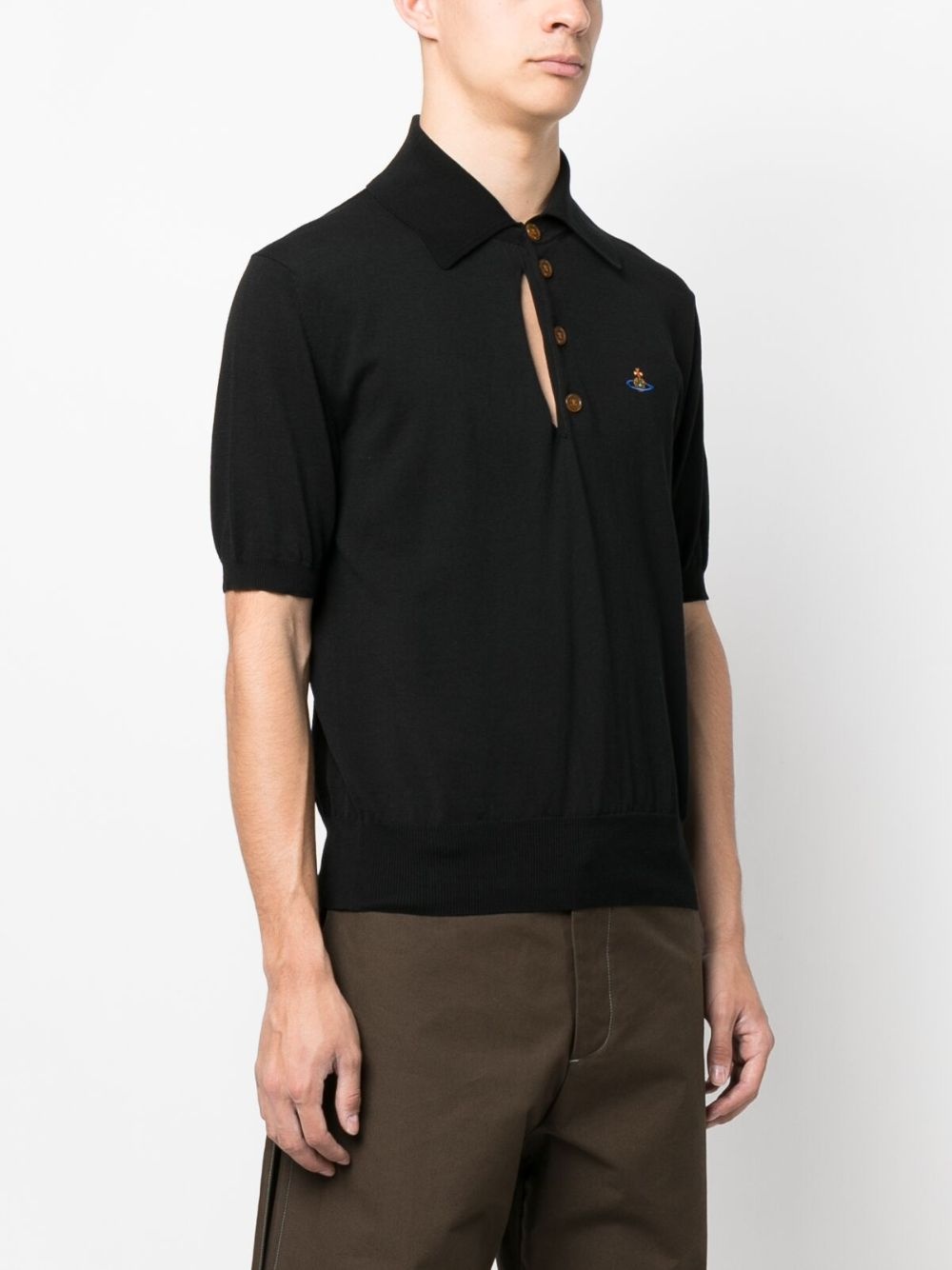 Orb cut-out detail polo shirt - 3